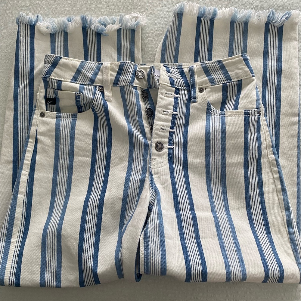 Striped Blue and White Cropped Jeans NWNT